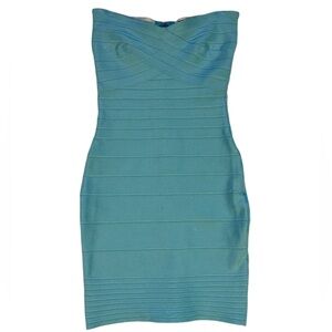 Strapless Teal Bandage Dress - Sexy, Figure-Hugging & Perfect for Parties!